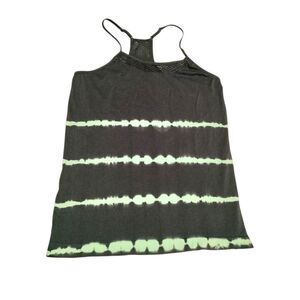 Y2K Black and green tie-dye tank top
